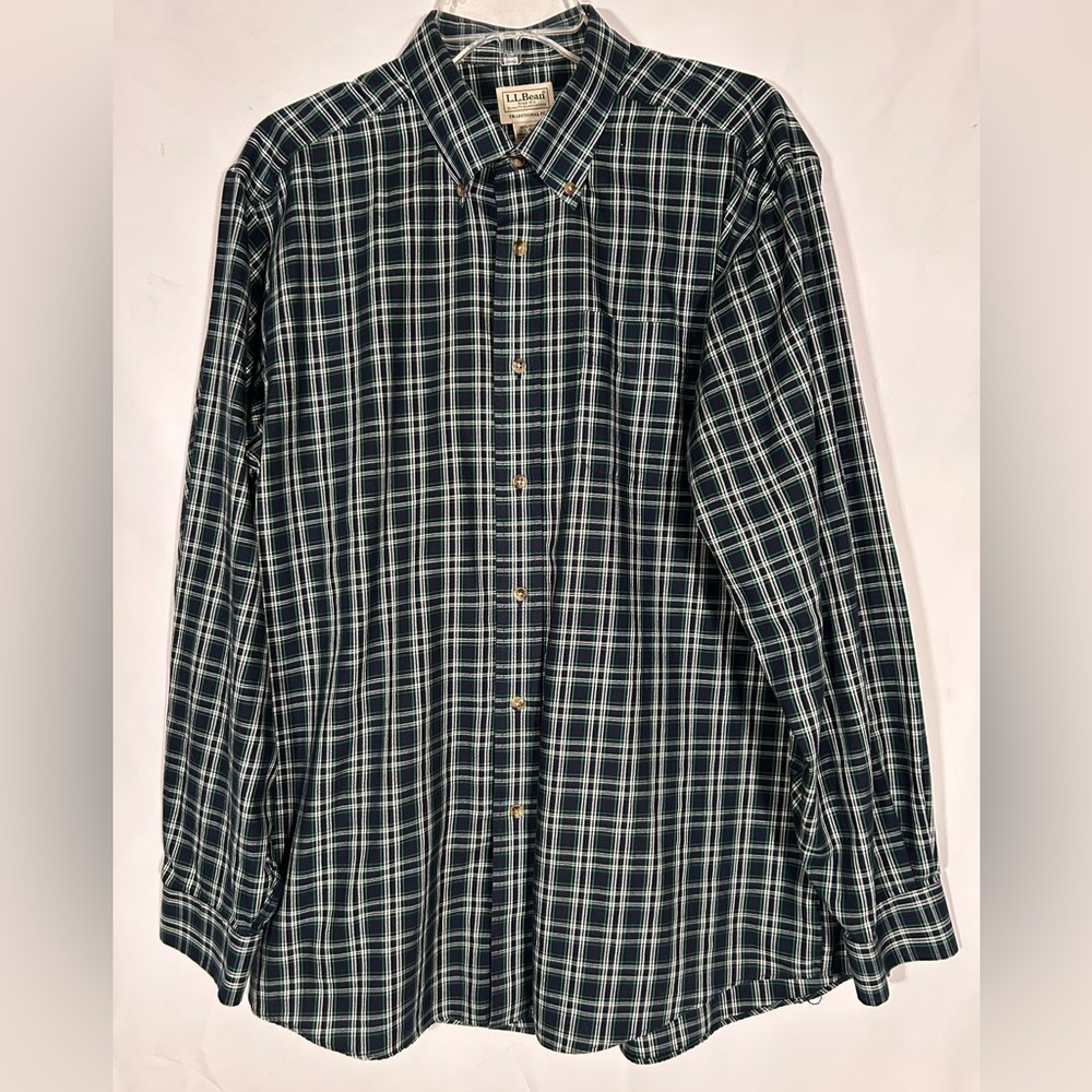 LL BEAN TRADITIONAL FIT PLAID FLANNEL TARTAN OUTDOOR BUTTON DOWN SHIRT MEN LARGE